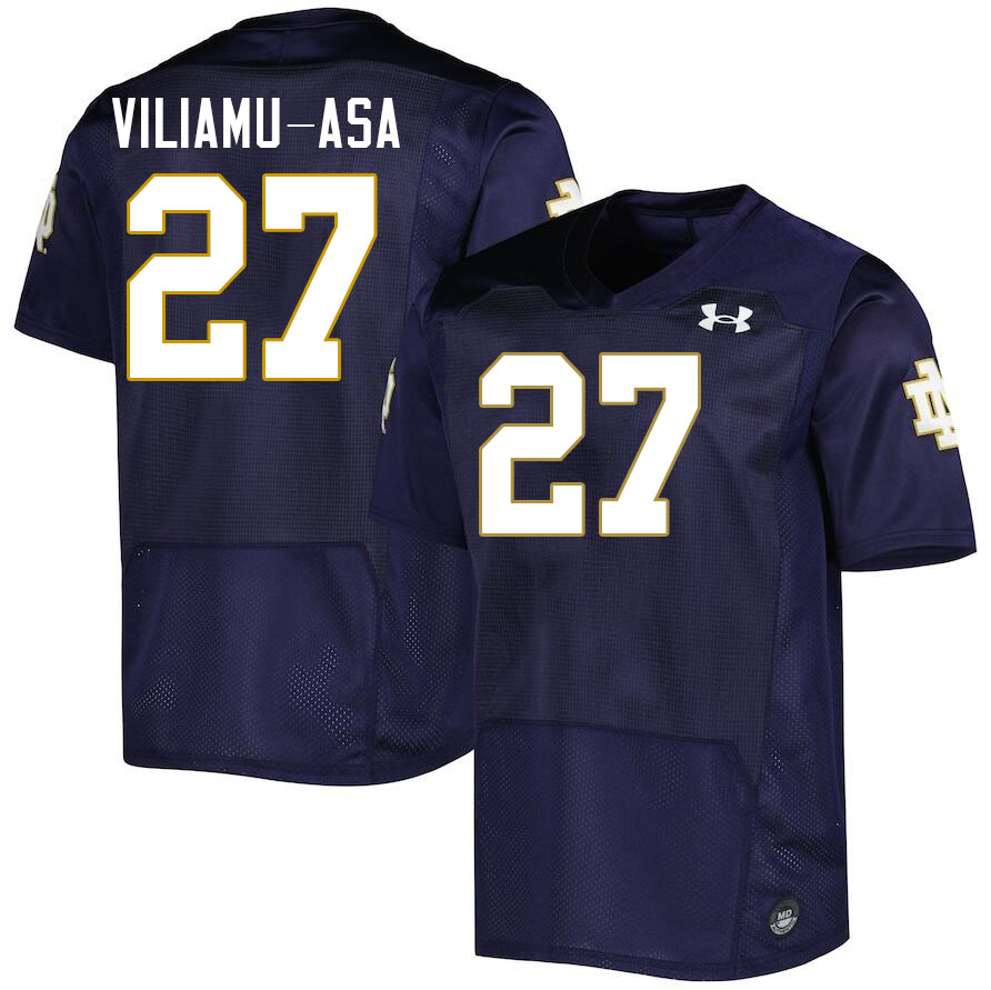 Men #27 Kyngstonn Viliamu-Asa Notre Dame Fighting Irish College Football Jerseys Stitched-Navy